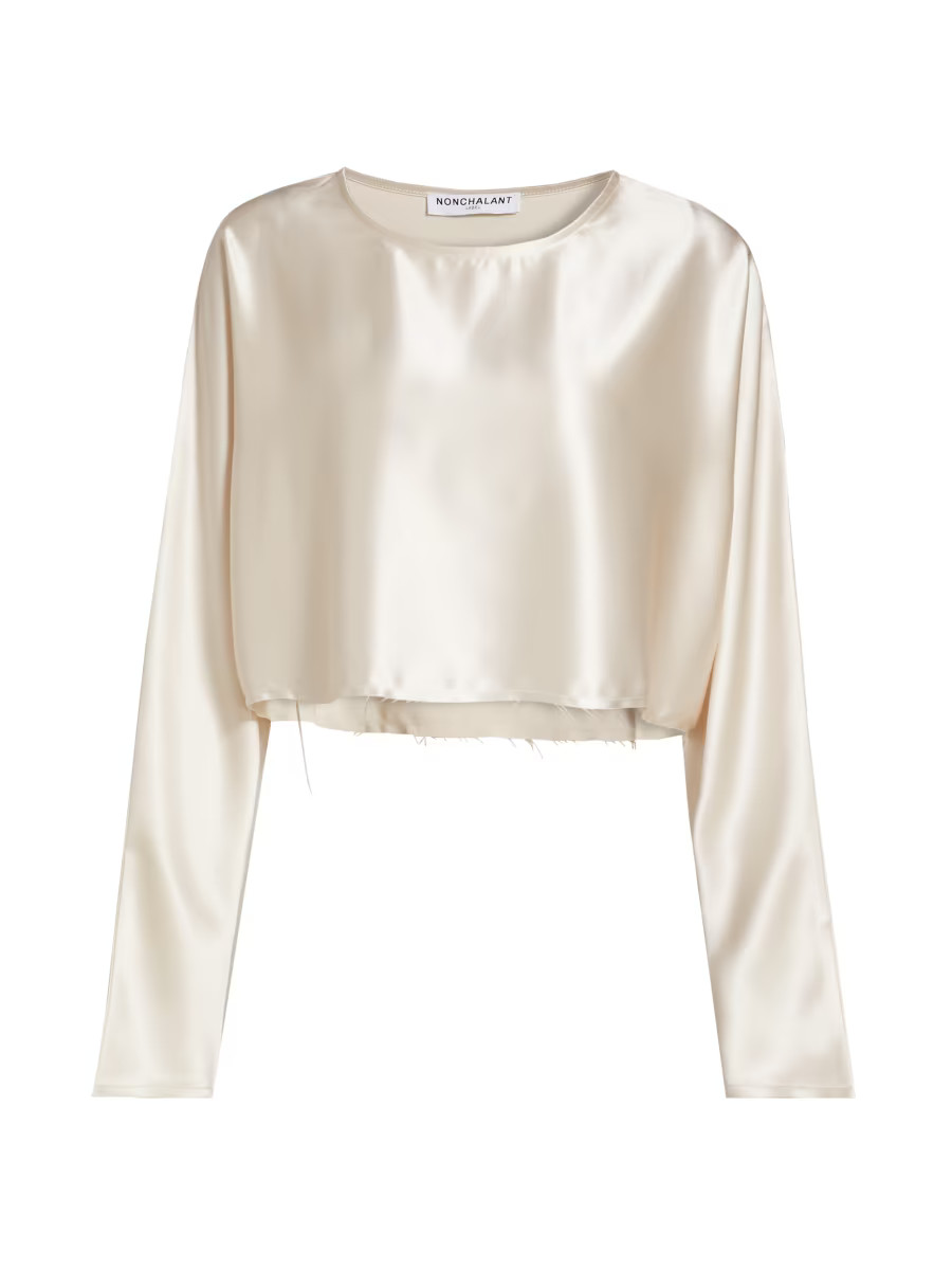 Emilia Satin Crop Blouse | Saks Fifth Avenue