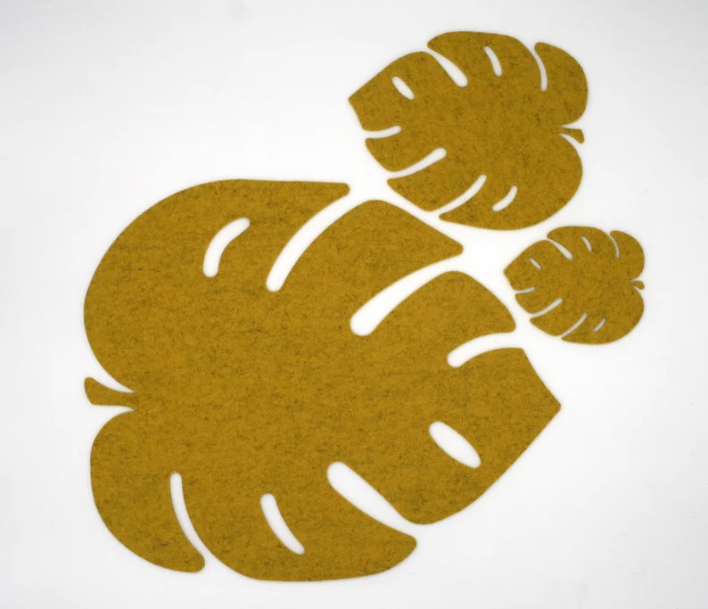 5mm Thick Monstera Leaf Merino Wool Felt Placemat Set Palm - Etsy Canada | Etsy (CAD)