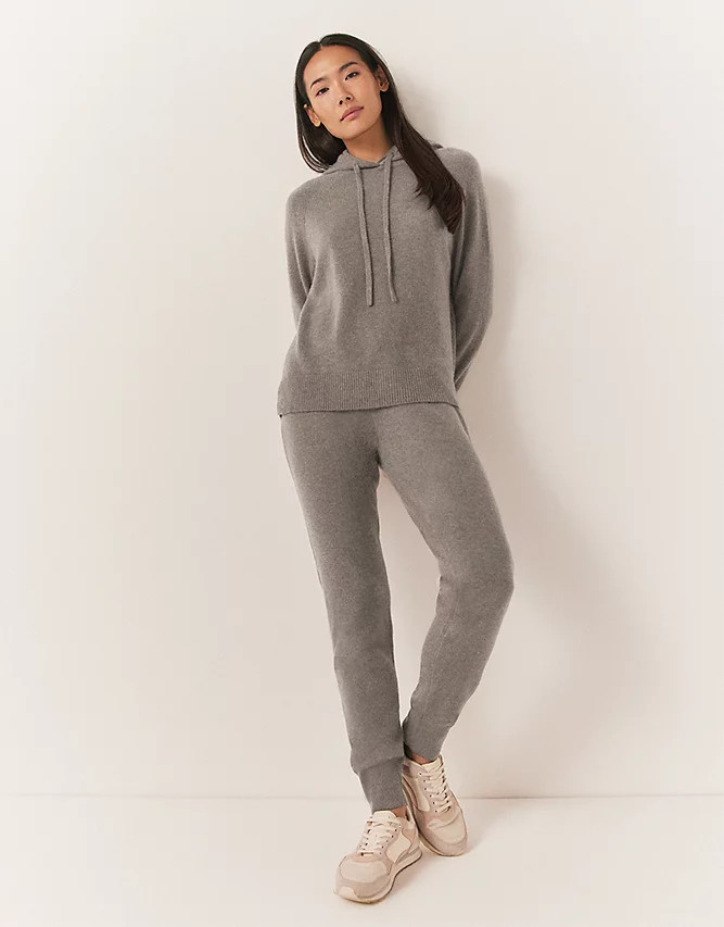 Cashmere Rib Detail Joggers | The White Company UK & ROW