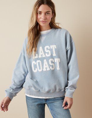 AE Crew Neck Graphic Fleece Sweatshirt | American Eagle Outfitters (US & CA)