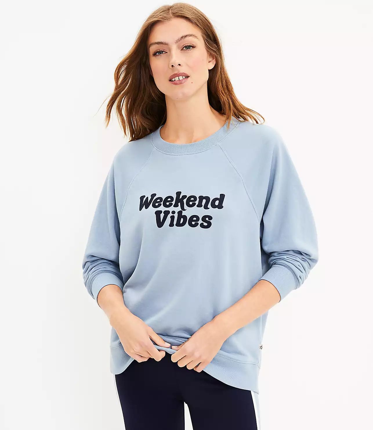 Lou & Grey Weekend Vibes Oversized Cozy Cotton Terry Sweatshirt | LOFT