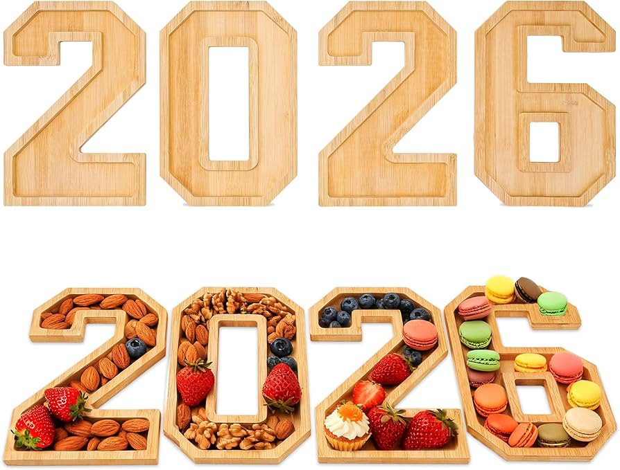 2026 Charcuterie Numbers Fillable, Wooden Number Charcuterie Board Box Serving Food Trays for New... | Amazon (US)