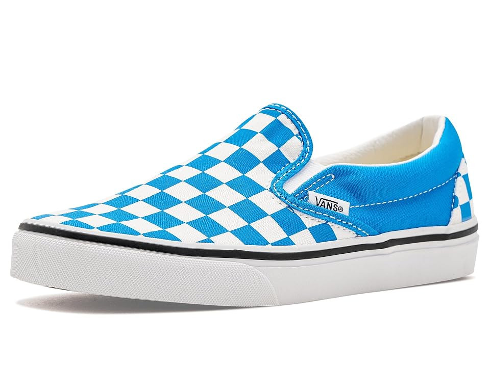 Vans Kids J Classic Slip-On (Big Kid) Kids Shoes Color Theory Checkerboard Bright Azure : 6.5 Big Kid M, Canvas | Zappos