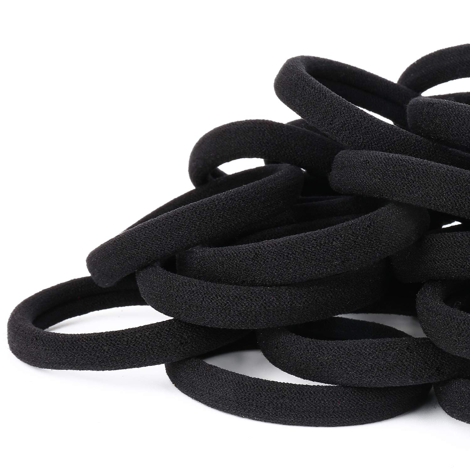 50PCS Black Hair Ties for Women, Cotton Seamless Hair Bands, Elastic Ponytail Holders, No Damage ... | Amazon (US)