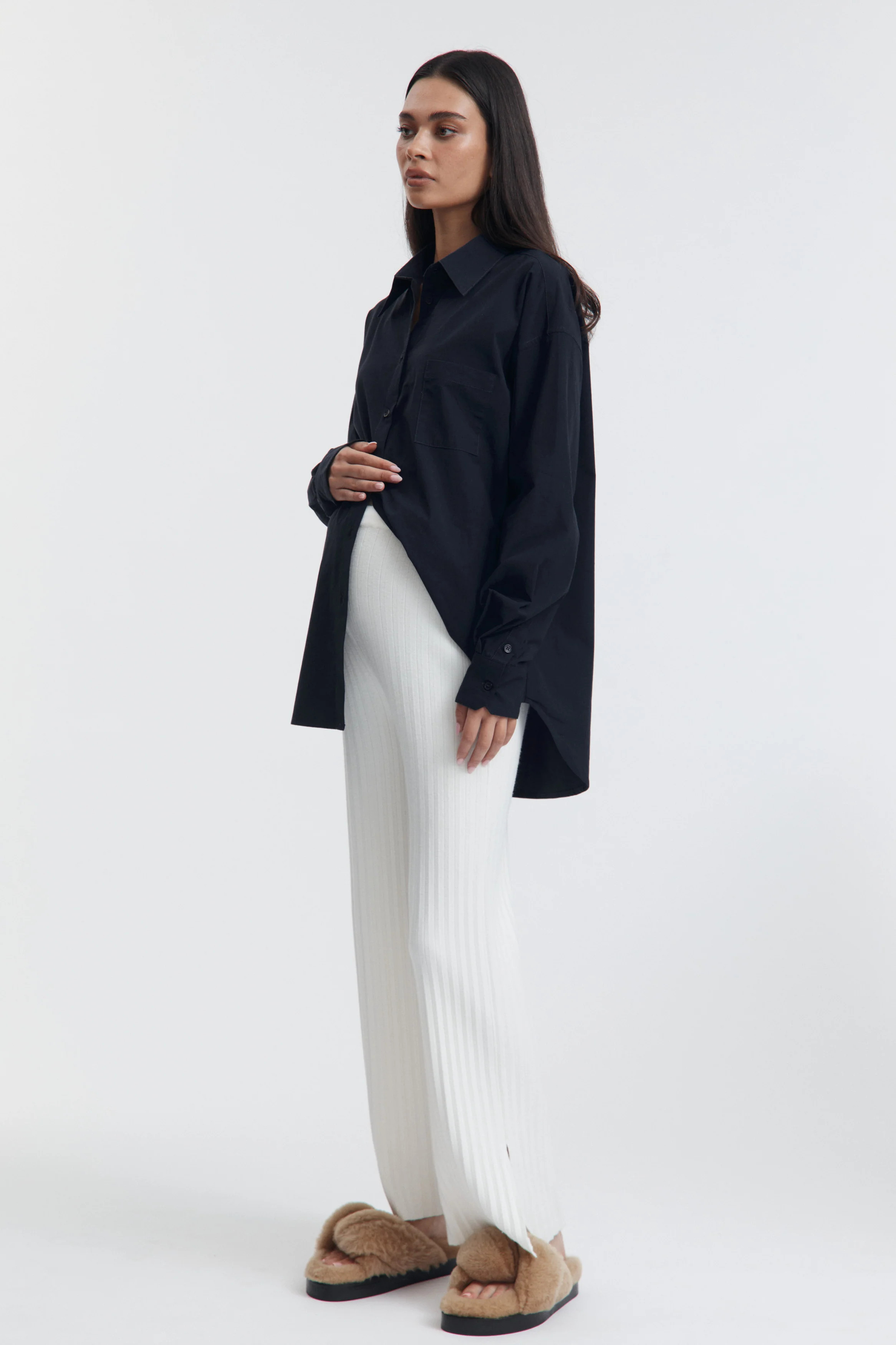 Cotton Poplin Shirt (Washed Navy) | Legoe Heritage Maternity APAC