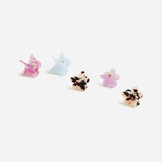 Girls' mini flower and butterfly hair clips | J. Crew US