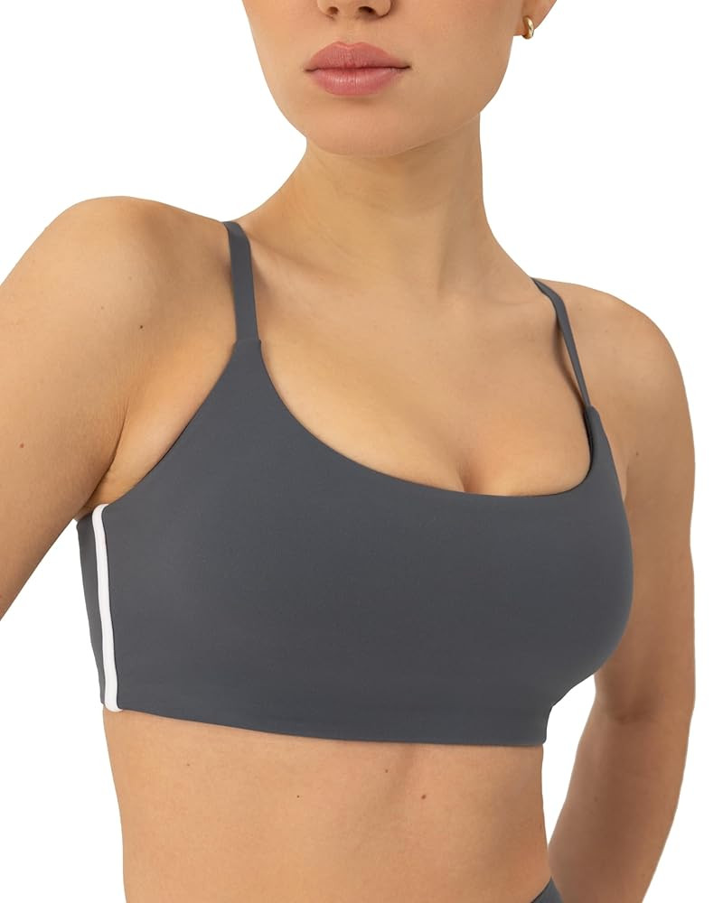PAVOI ACTIVE Thin Spaghetti Strap Sports Bra for Women - Medium Support Buttery Soft Scoop Neck W... | Amazon (US)