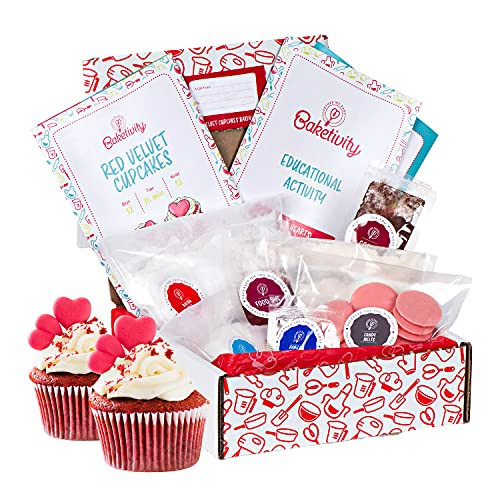 Baketivity Kids Baking Set, Meal Cooking Party Supply Kit for Teens, Real Fun Little Junior Chef Essential Kitchen Lessons, Includes Pre-Measured Ingredients (Baketivity Kit, Red Velvet) | Amazon (US)