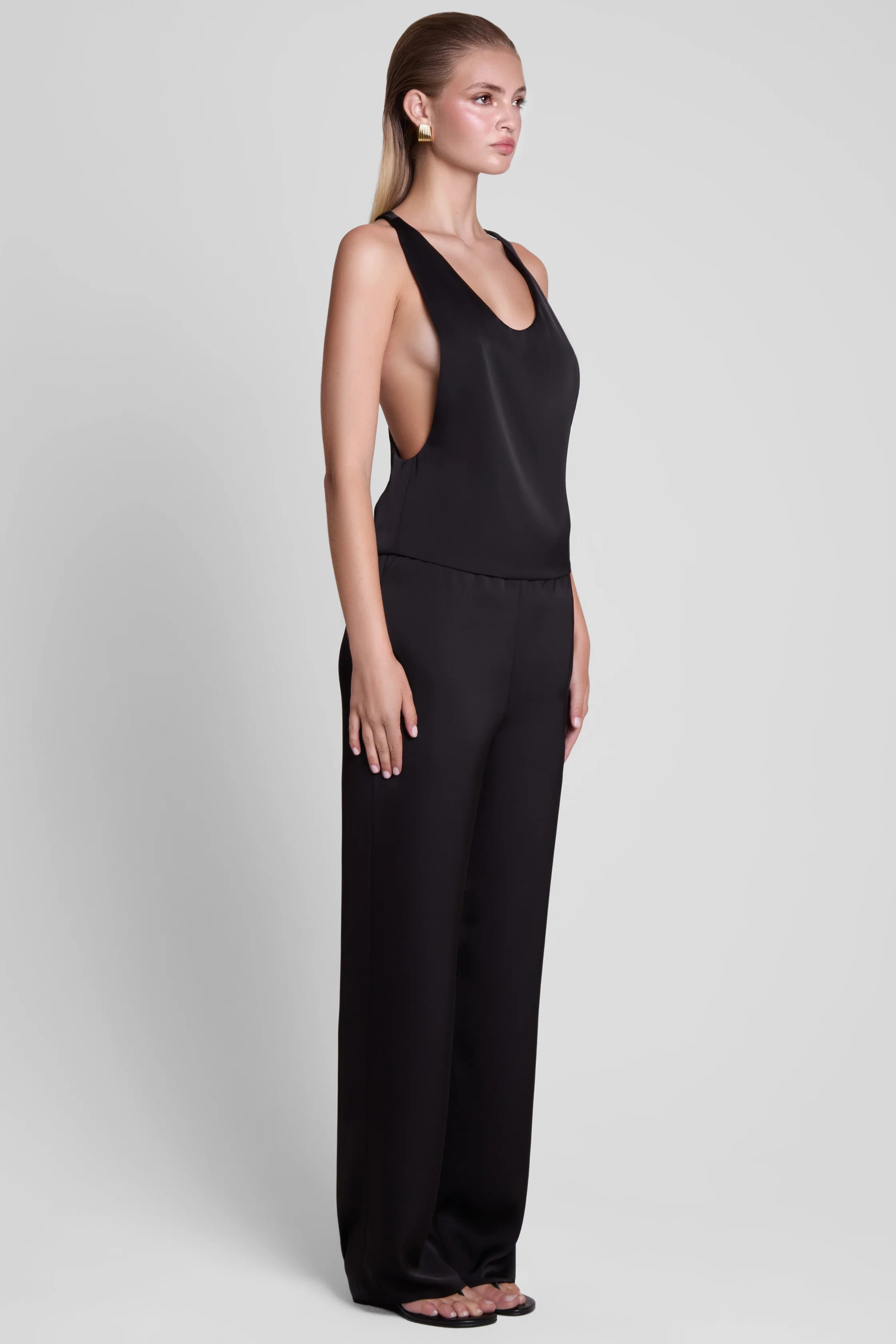 Soho Satin Straight Leg Pants - Black | LEAU | LEAU (US)