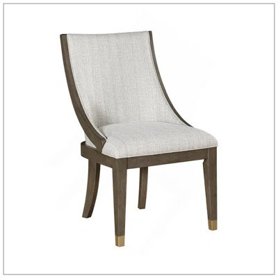 Modern Armchairs Set Of 2 Brown Finish With Gold Tipping Upholstered Back Seat Wooden Dining Furniture, Semi-Deconstructed Design | Wayfair North America