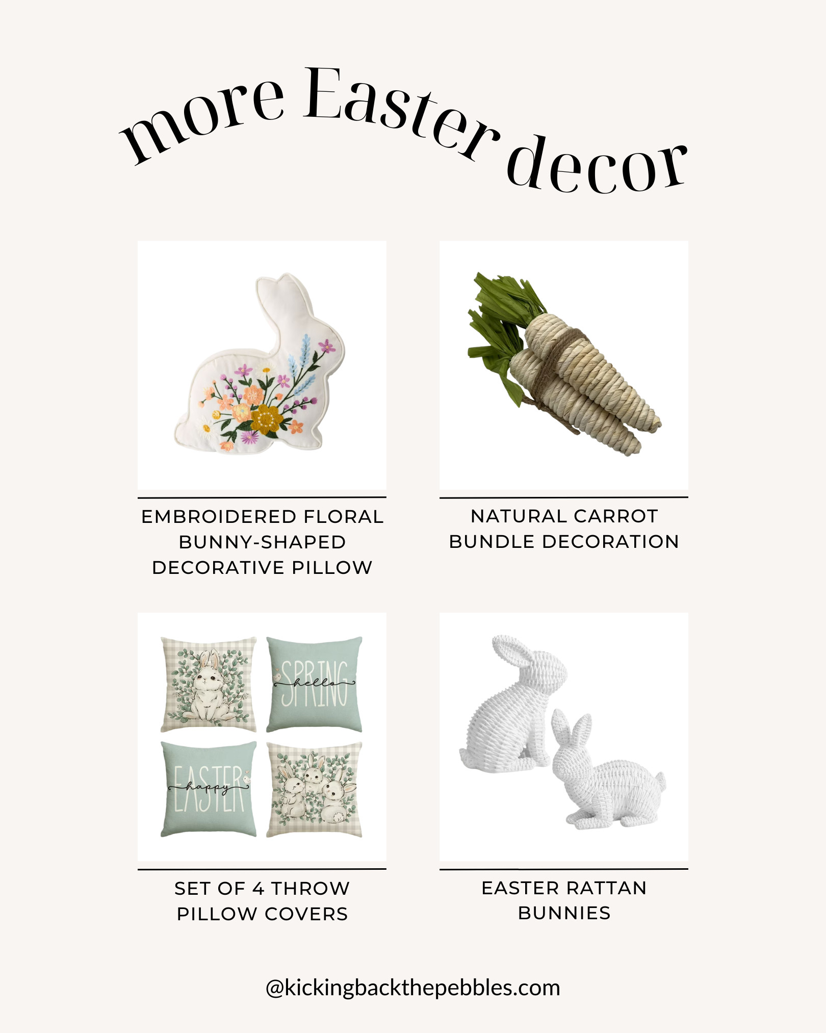 Hop into Easter with these adorable finds! 🐰🌸 Add a festive touch to your home with charming Easter décor—think cozy cushions, cute rattan bunnies, and carrots! 🌿 Perfect for creating a warm, springtime vibe in any space.  

Shop my top picks and refresh your home for the season! 🌷✨ #EasterDecor #SpringVibes #SeasonalStyle #EasterInspo   

 #LTKSeasonal #LTKHome