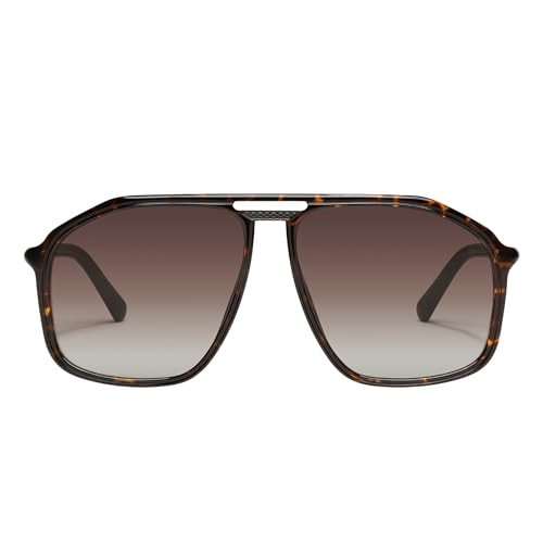 Quay - Sunglasses for Men, Aviator Lenses with UV Protection, Oversized Sunglasses (Studio Sesh, Dark Tort/Brown) | Amazon (US)