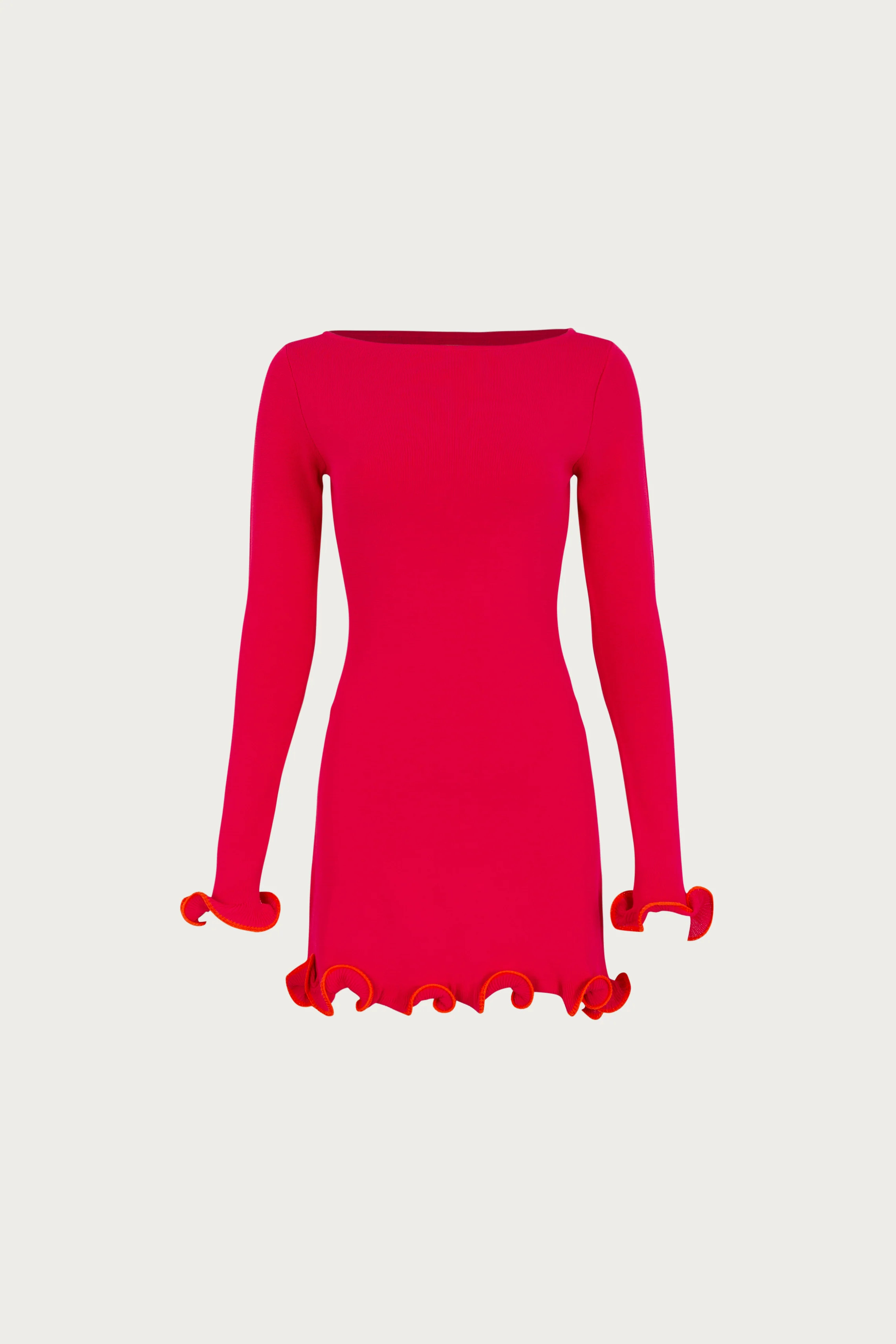 Ruffle Hem Mini Dress (Hot Pink/Orange) | SAME