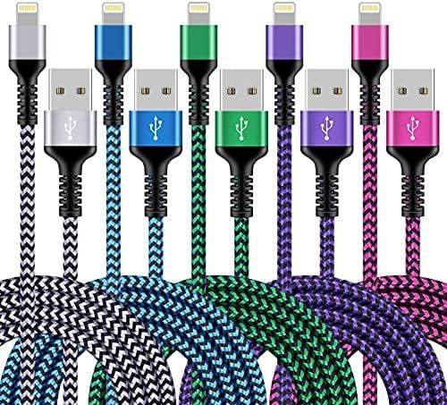 iPhone Charger [5Pack/6ft], Long Braided Lightning Cables, Fast Charging Power Adapter Cargador C... | Amazon (US)