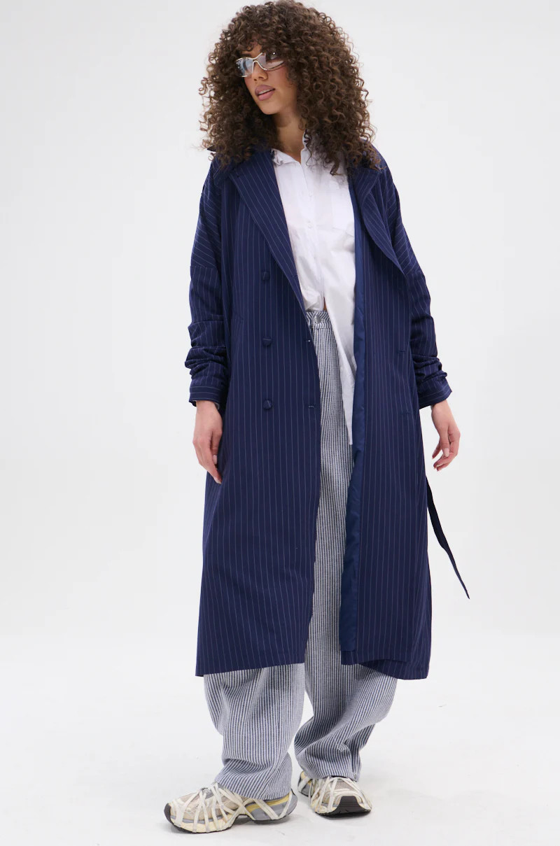 HARLEM PINSTRIPE TRENCH | AKIRA