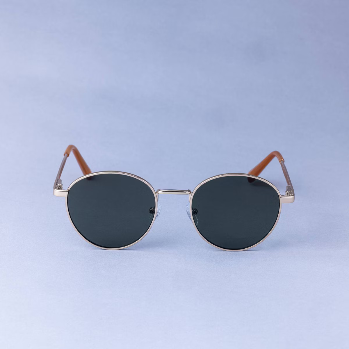 Men's Round Metal with Spring Hinges Sunglasses - Goodfellow & Co™ Gold: Medium Fit, UV Protect... | Target