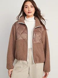 Quilted Hybrid Sherpa Jacket for Women. | Old Navy (US)