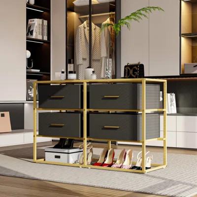 Elegant Glass-Top Closet Island With Four Drawers | Wayfair North America