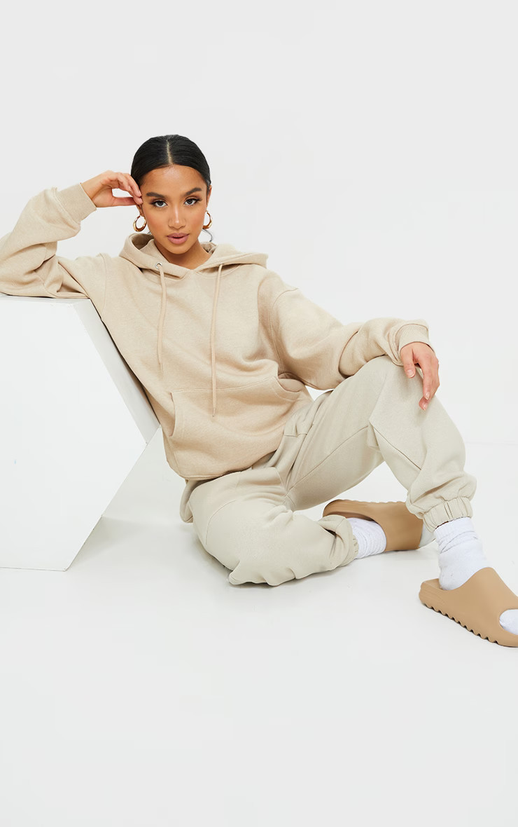 Petite Sand Ultimate Basic Oversized Hoodie | PrettyLittleThing UK