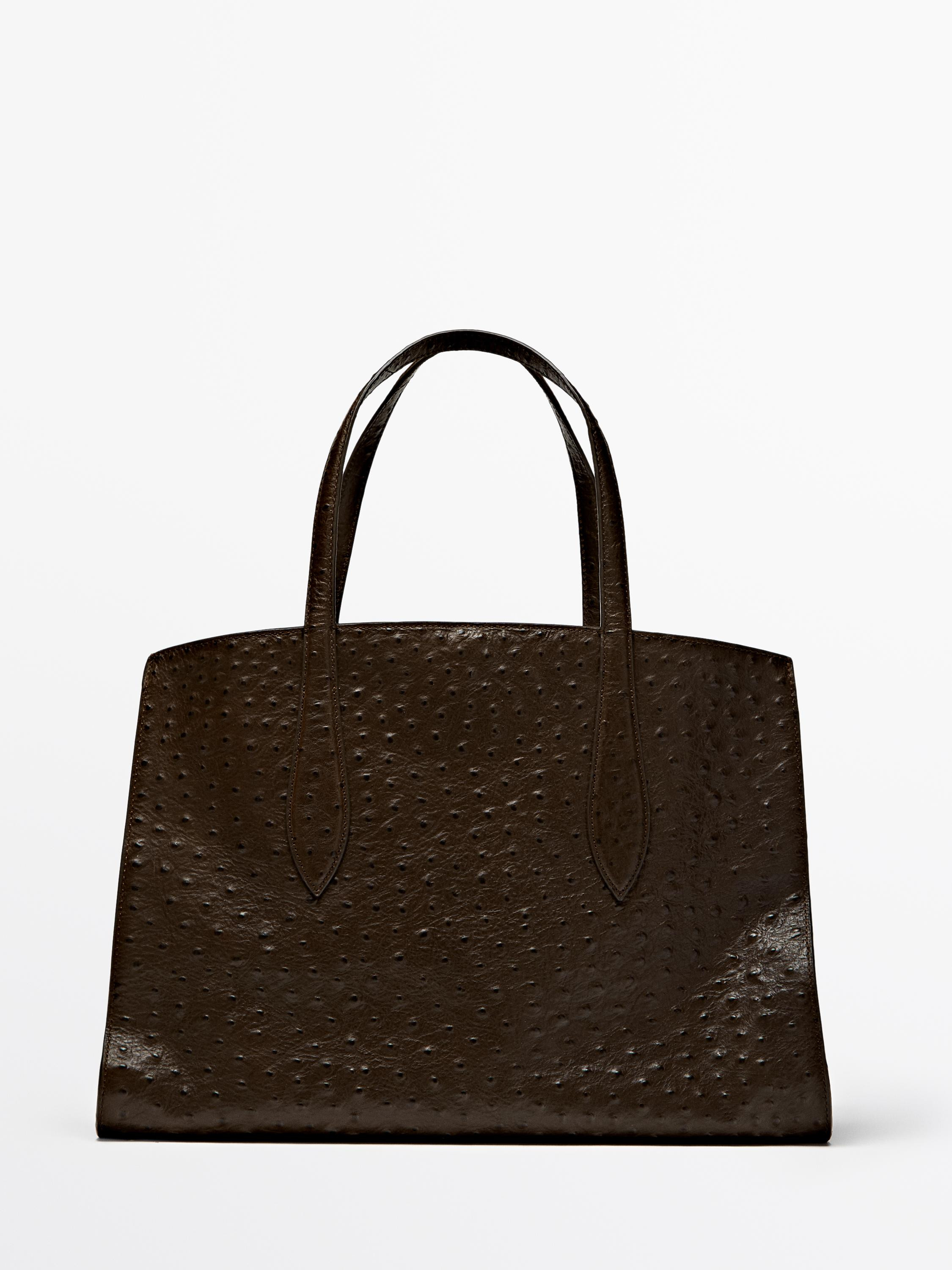 Icon maxi bag in textured leather | Massimo Dutti US