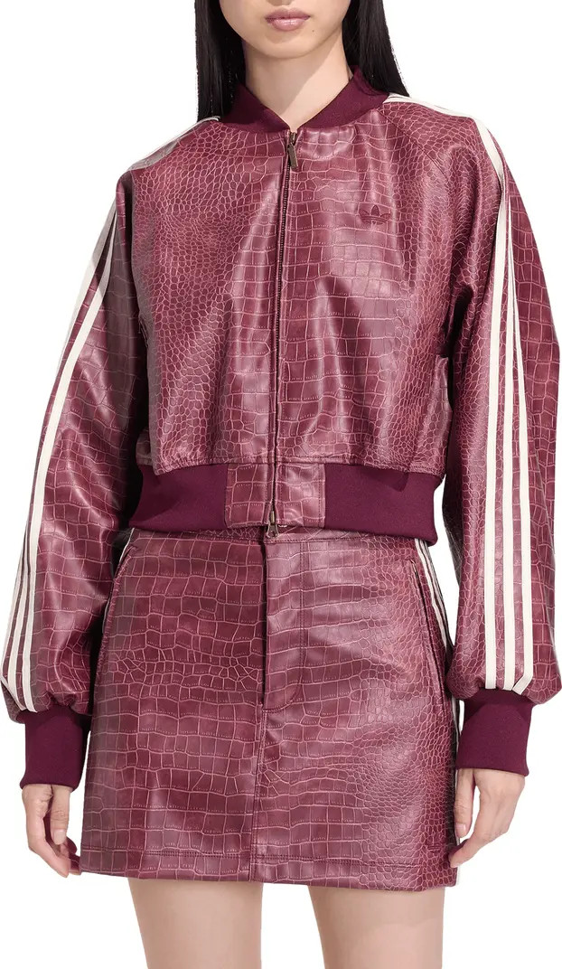SST Croc Embossed Faux Leather Track Jacket | Nordstrom