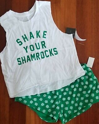 Pajama Shorts Set size large Shake Your Shamrocks Sleepwear | eBay AU