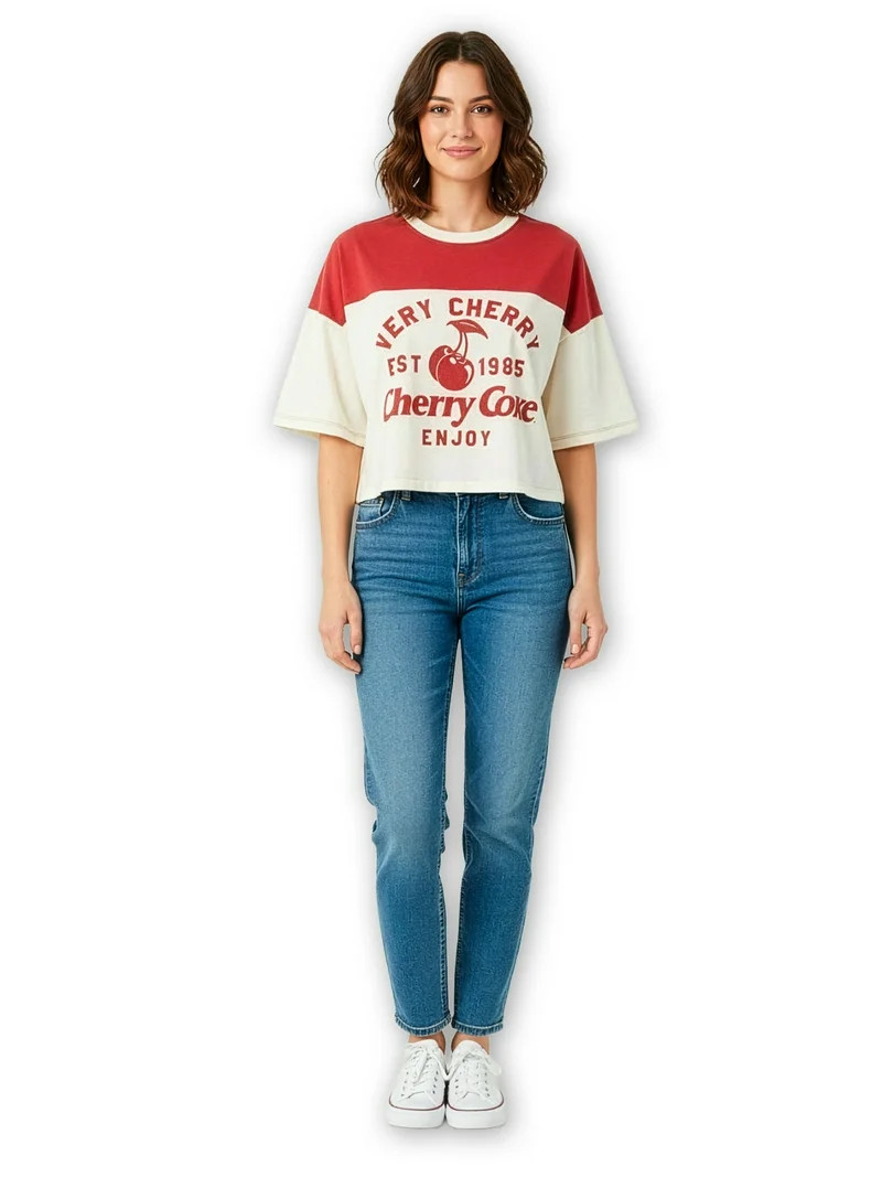 Coca-Cola Women's Very Cherry Skimmer Tee with Short Sleeves, Sizes XXS-XXL | Walmart (US)