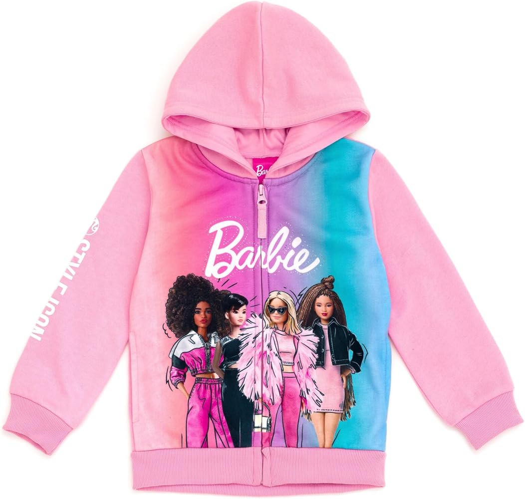 Barbie Girls French Terry Zip Up Hoodie Toddler to Big Kid | Amazon (US)
