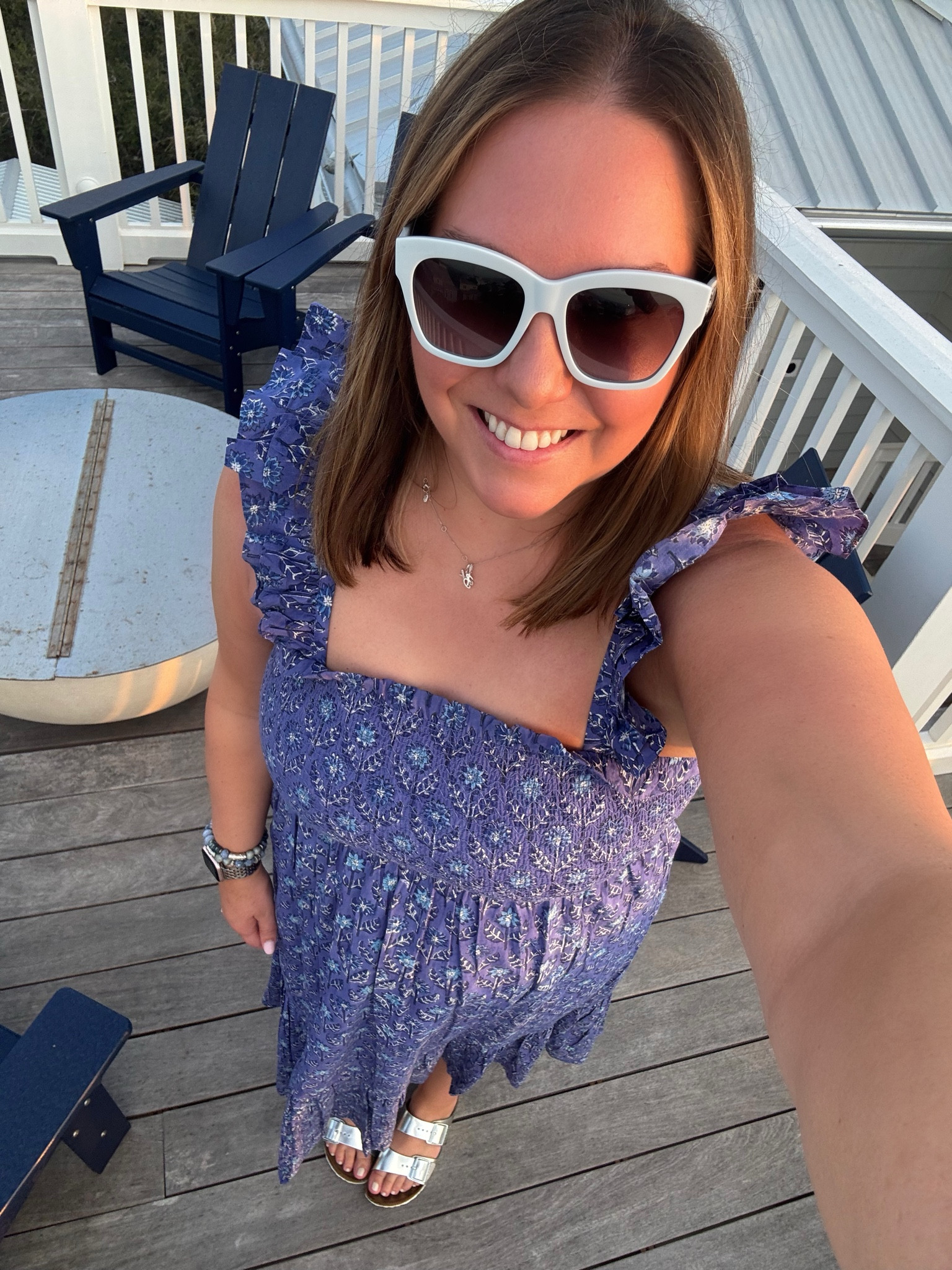Last night in Seaside, FL and it was absolutely gorgeous. This dress gives off the perfect beachy vibes and the colors are stunning. This is the 3rd colorway I actually have of this dress and I love everyone of them. I paired it with my fun blue sunglasses and my Birkenstocks to keep it really casual  

#LTKTravel #LTKShoeCrush #LTKMidsize