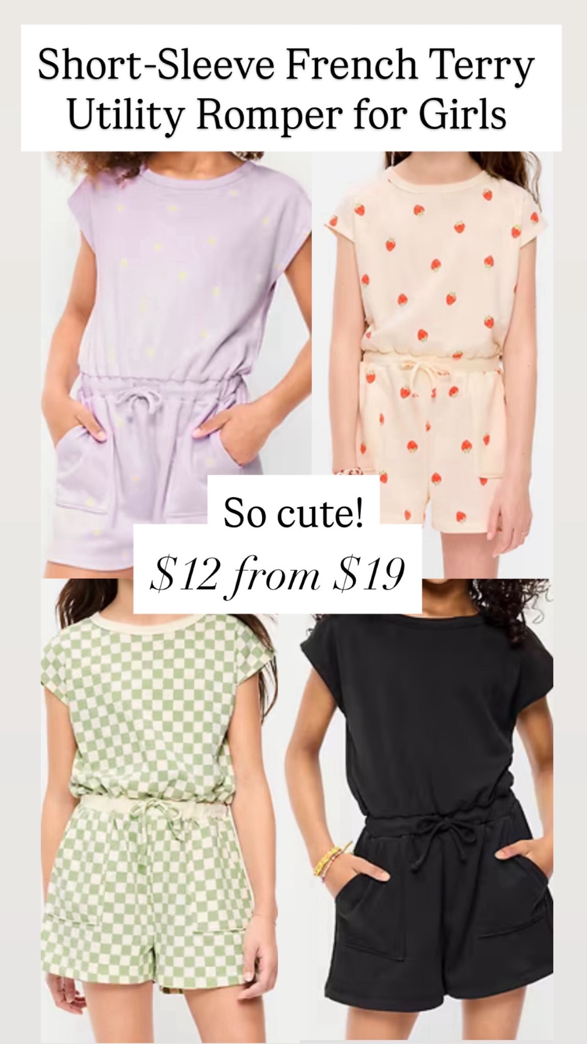 These French Terry rompers are on sale for $12 from $19 

#LTKKids #LTKSaleAlert