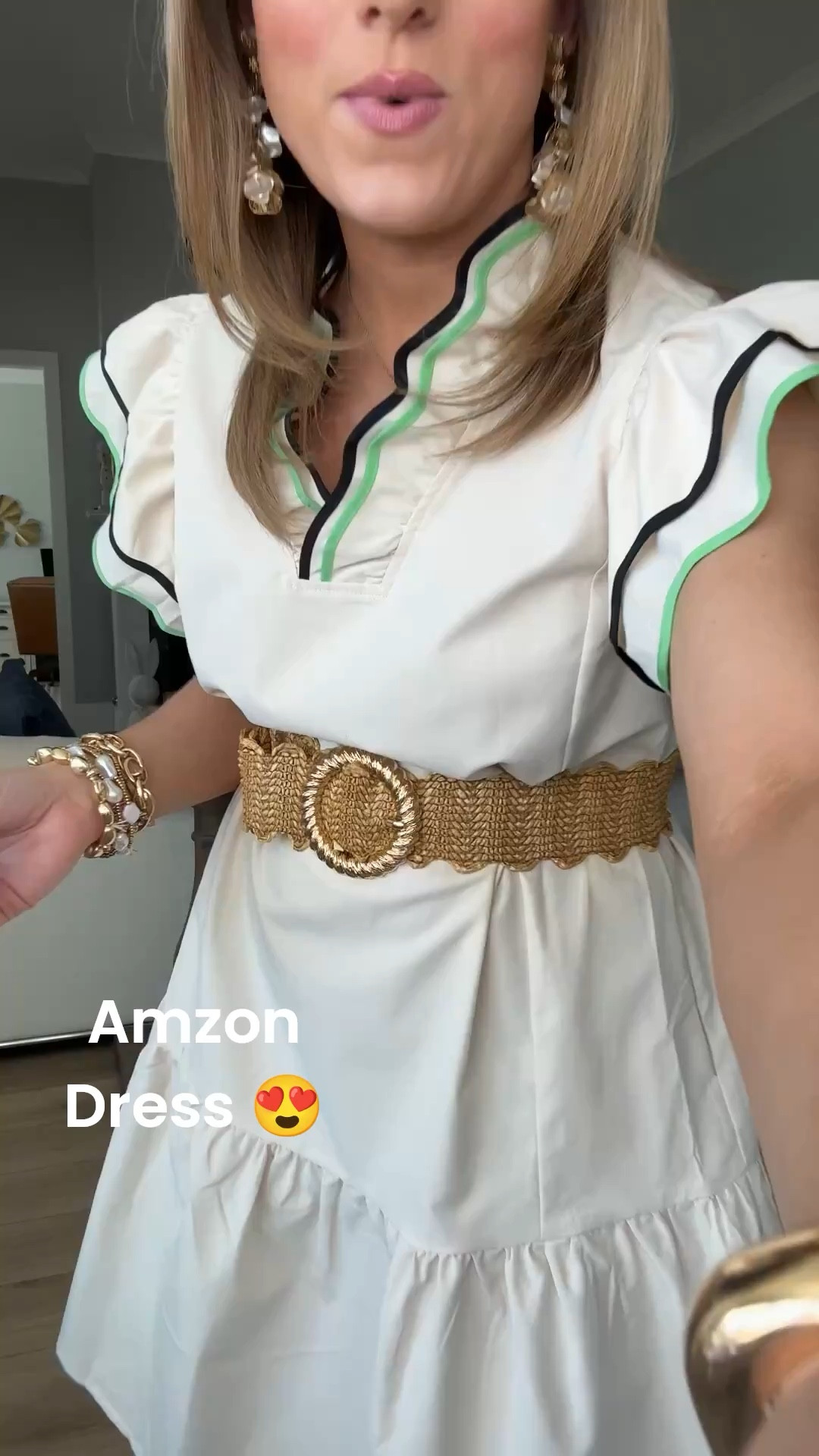 Amazon find that looks straight out of a boutique 😍 This ruffle sleeve dress is such a showstopper and the structured ruffles make it look so high end. I love the neutral color with the contrast trim and the fit is so flattering.

It comes in multiple colors and is only $31 which honestly surprised me because the quality feels way more expensive.

Perfect for spring outfits, vacations, brunch, church, or Easter.



#amazonfashion #amazonfinds #affordablefashion
#springdress #boutiquestyle #lookforless
#amazonoutfit #momstyle #springoutfit
#fashionover30 #fashionover40 #dressseason
#ltkstyle #outfitideas #styleonabudget


#LTKootd #LTKPetite