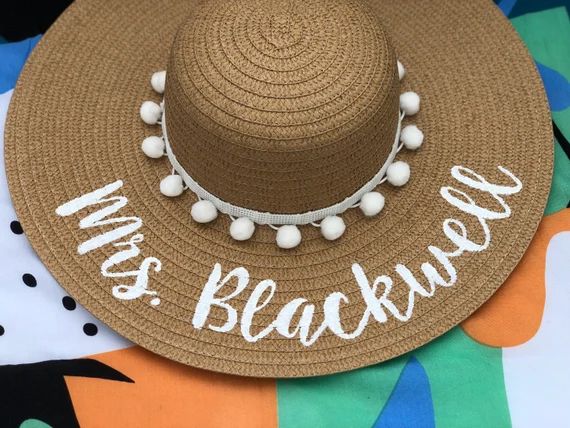 Mrs. Hat / Custom Beach Hat / Personalized Beach Hat / Wedding / Hand-painted / Custom Straw Hat / M | Etsy (US)
