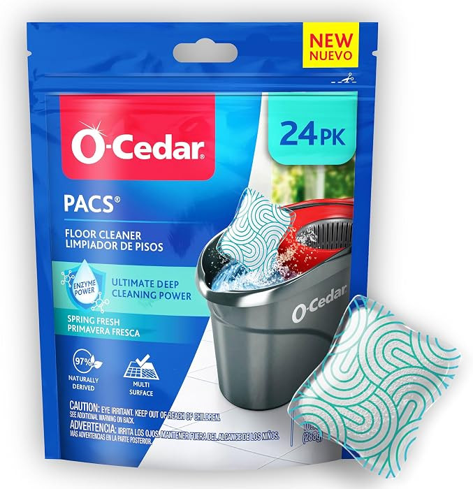 O-Cedar PACS Floor Cleaner, Spring Fresh Scent \u2013 24 Count | Enzyme-Powered Pods for Streak-F... | Amazon (US)