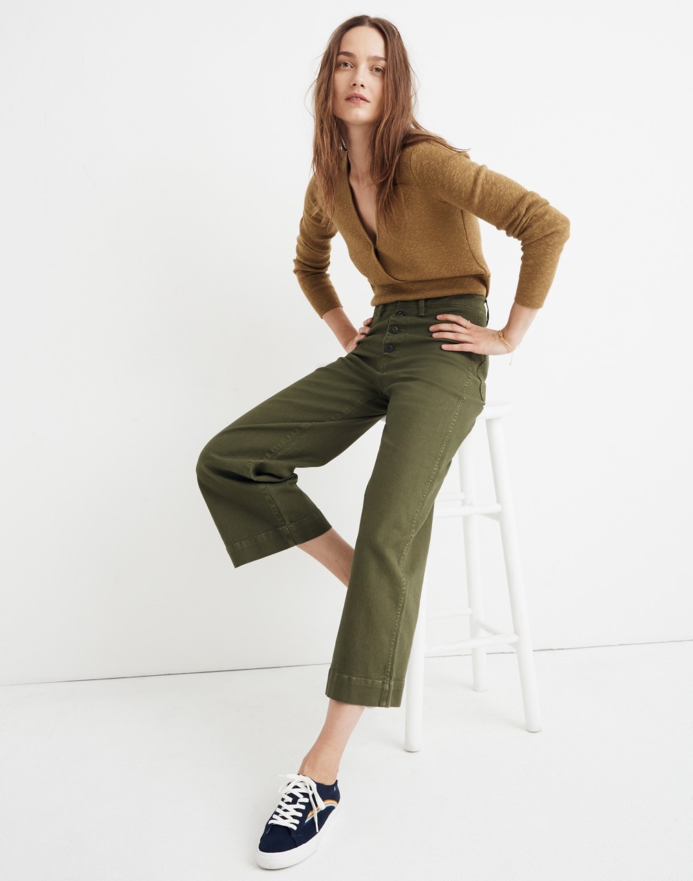 Emmett Wide-Leg Crop Pants: Button-Front Edition | Madewell