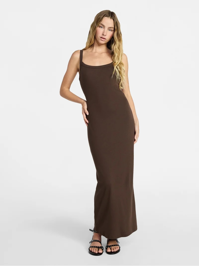 No Boundaries Long Scoop Neck Maxi Dress, Women’s | Walmart (US)