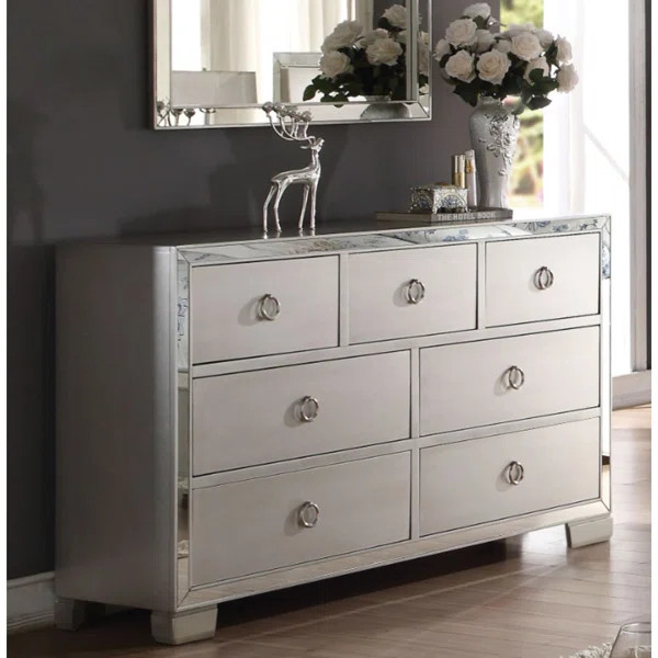Ameliya 7 Drawer 57'' W Solid Wood Double Dresser | Wayfair North America
