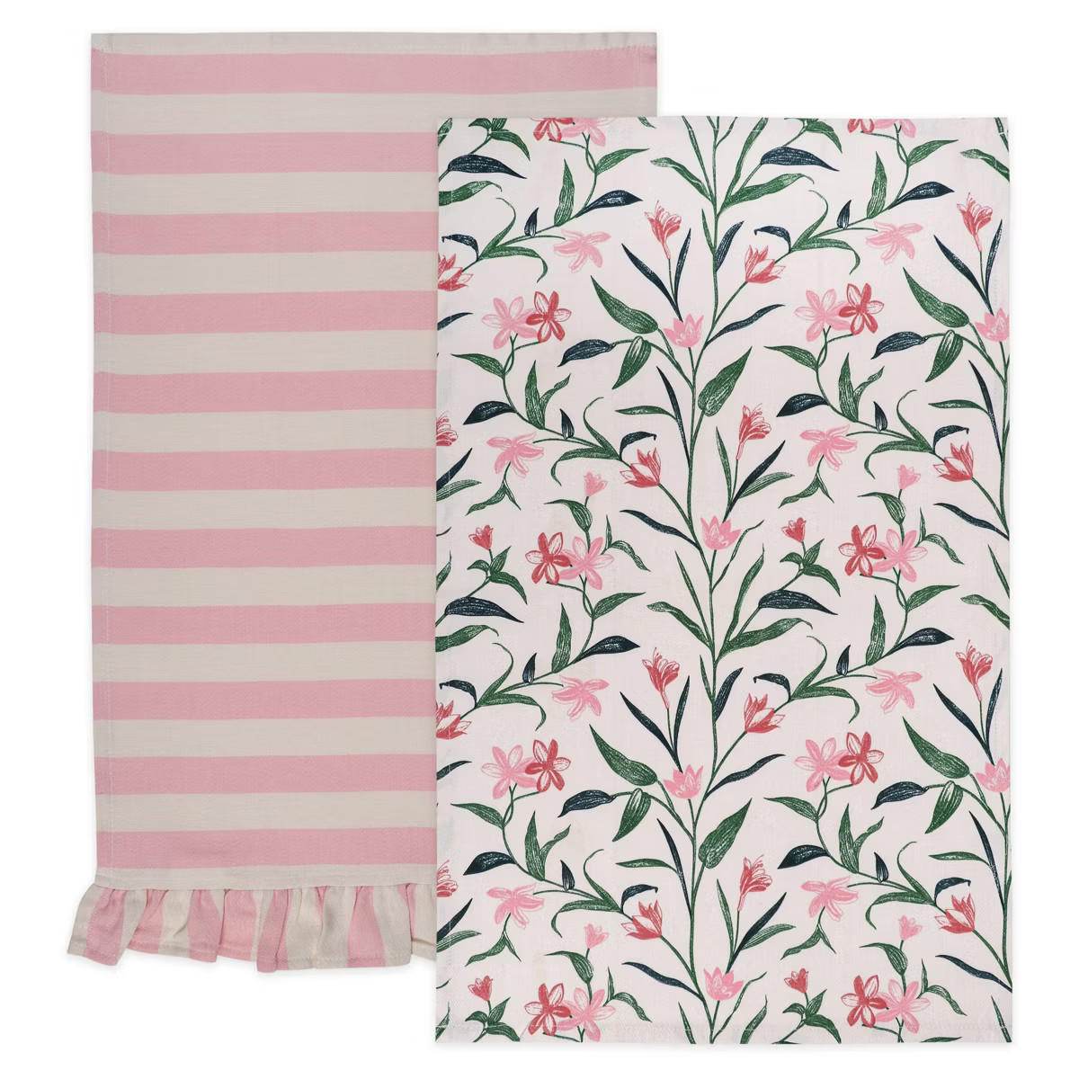 2pk Dish Towels Spring Floral Pink - Bullseye's Playground™ | Target