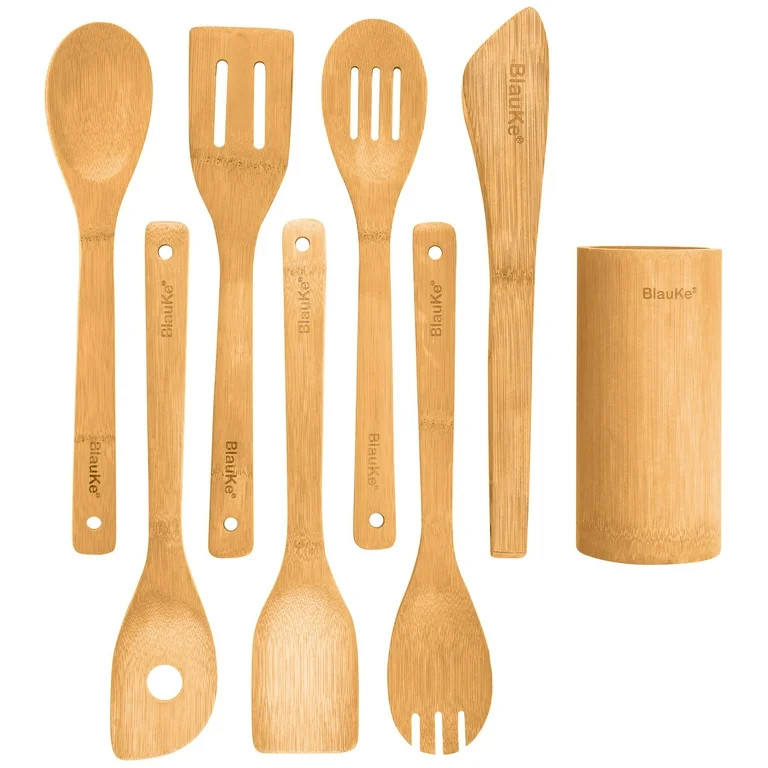BlauKe® Wooden Spoons for Cooking 8-Pack – Bamboo Kitchen Utensils Set – Nonstick Wooden Coo... | Walmart (US)