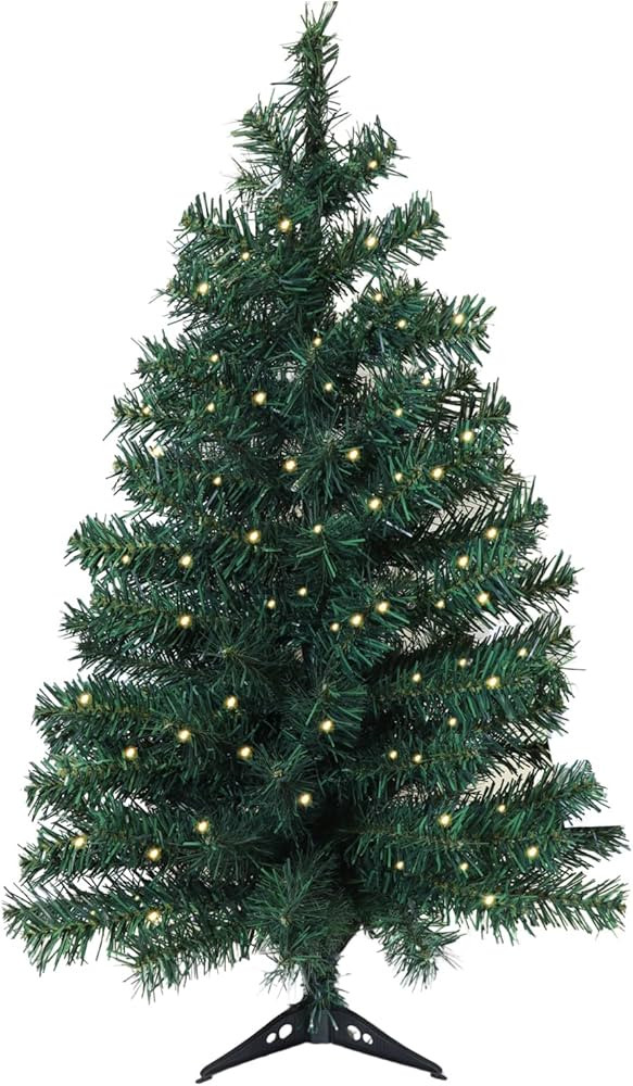 3ft Artificial Pre-lit Christmas Pine Tree with LED Warm Lights,Metal Hinges & Foldable Base,Easy... | Amazon (US)