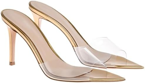 Women's Clear Pointed Toe Slingback Stilettos Heel Sandals Fashion Sexy Comfortable Summer Open T... | Amazon (US)