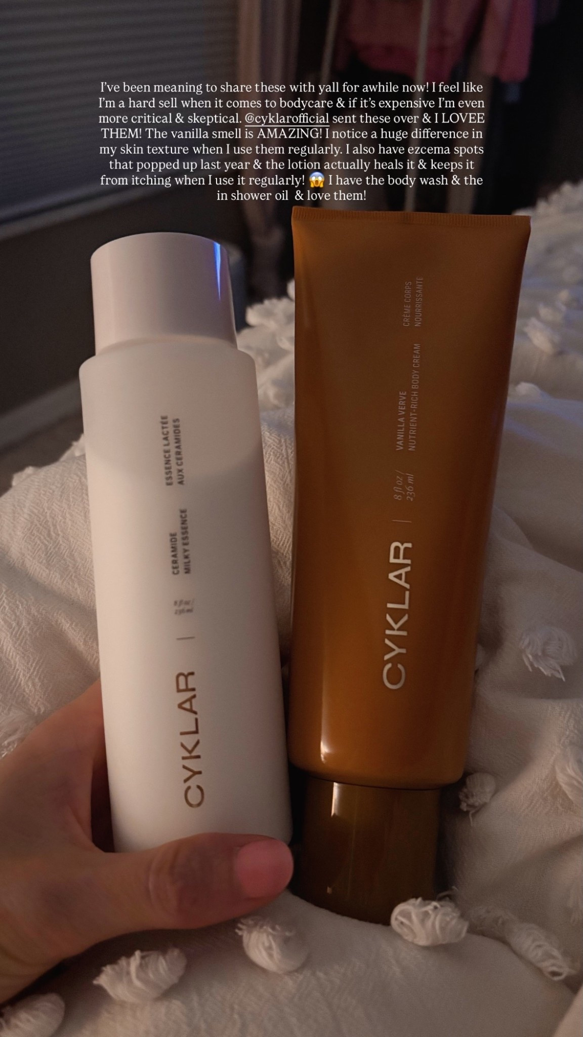 I’ve been meaning to share these with yall for awhile now! I feel like I’m a hard sell when it comes to bodycare & if it’s expensive I’m even more critical & skeptical. @cyklarofficial sent these over & I LOVEE THEM! The vanilla smell is AMAZING! I notice a huge difference in my skin texture when I use them regularly. I also have ezcema spots that popped up last year & the lotion actually heals it & keeps it from itching when I use it regularly! 😱 I have the body wash & the in shower oil & love them!

I linked all the products I have below! 

#LTKselfcare #LTKmomlife