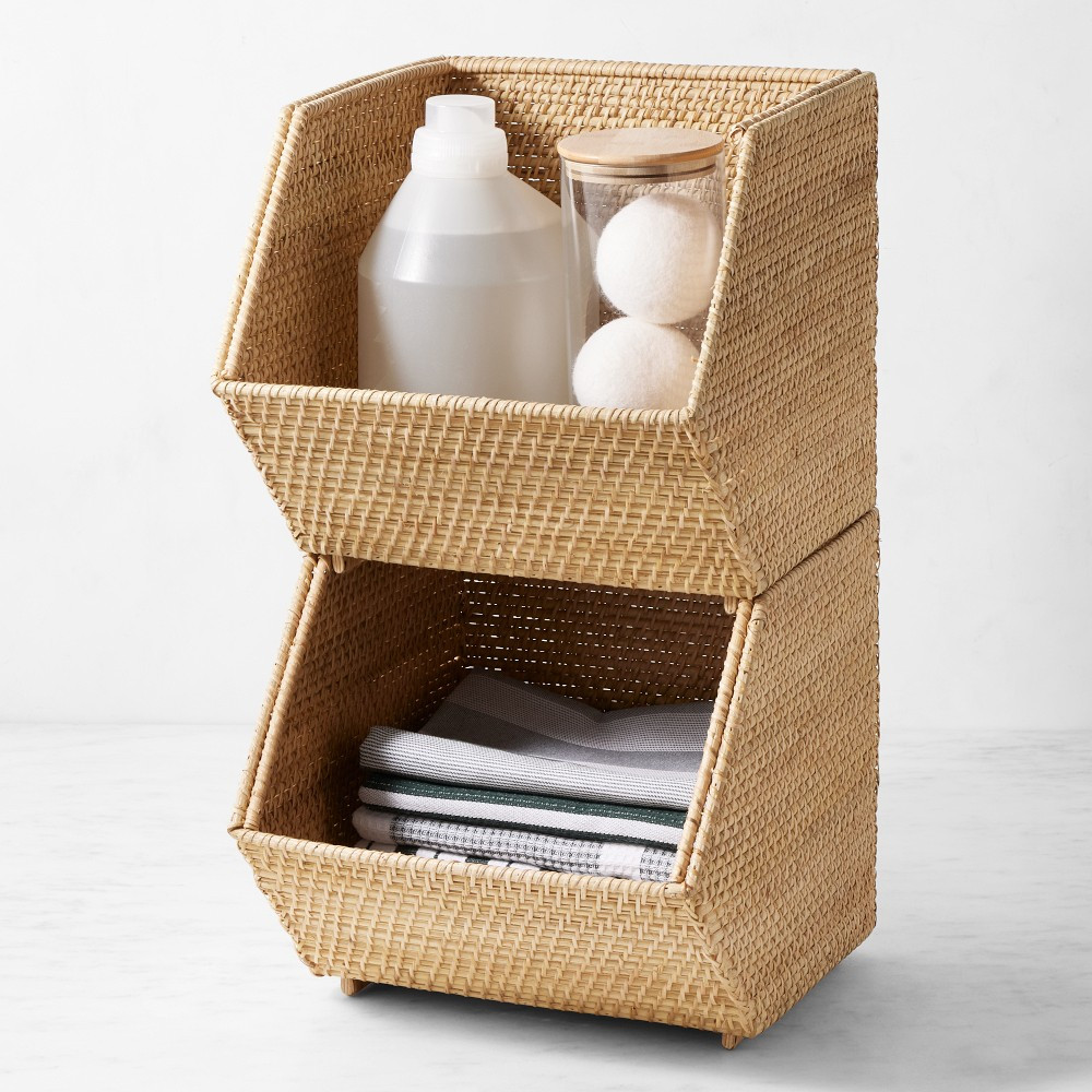Hold Everything Rattan Stackable Bins | Williams-Sonoma