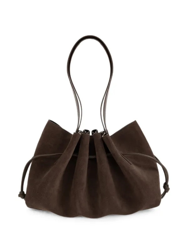 Scallop ruched-suede shoulder bag | Farfetch Global