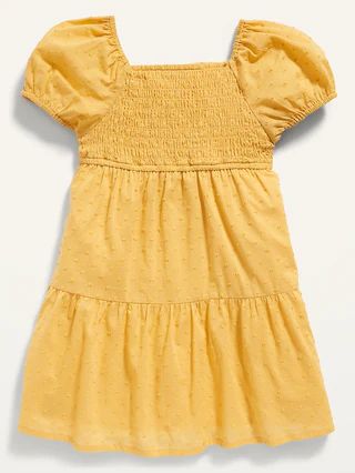 Smocked Puff-Sleeve Swiss Dot Babydoll Dress for Toddler Girls | Old Navy (US)