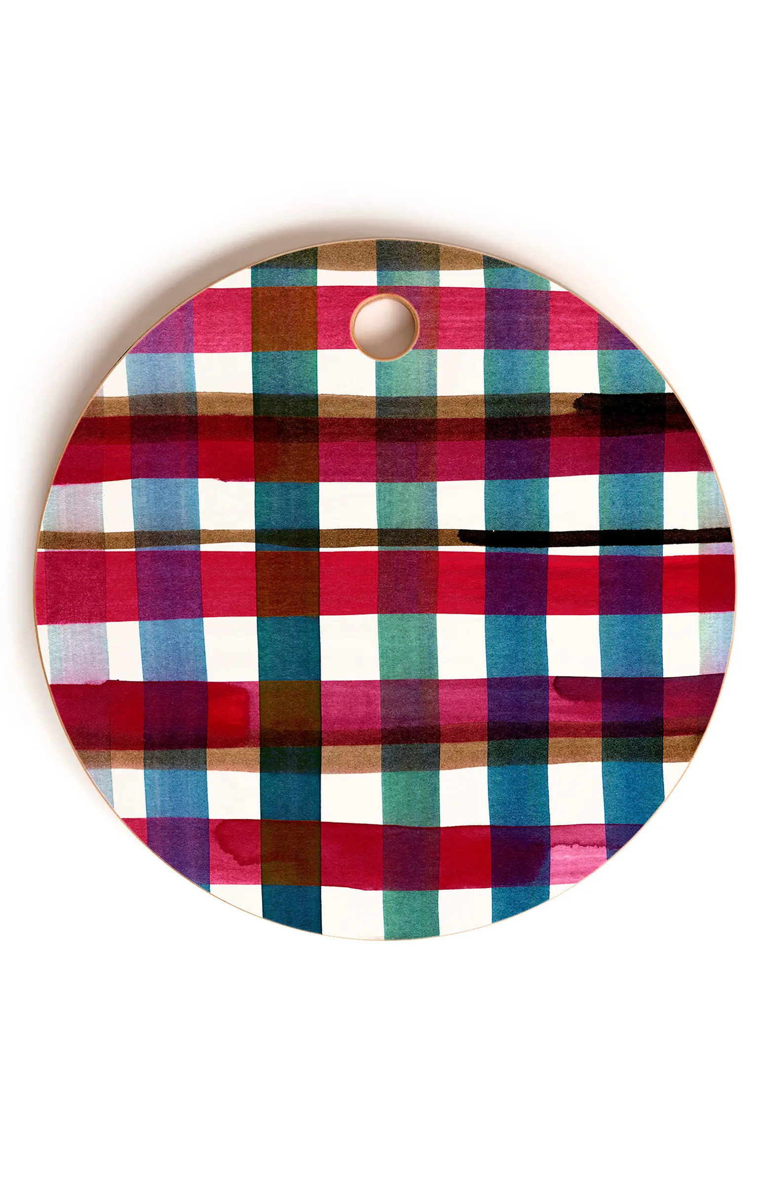 Deny Designs Modern Christmas Plaid Round Cutting Board | Nordstromrack | Nordstrom Rack