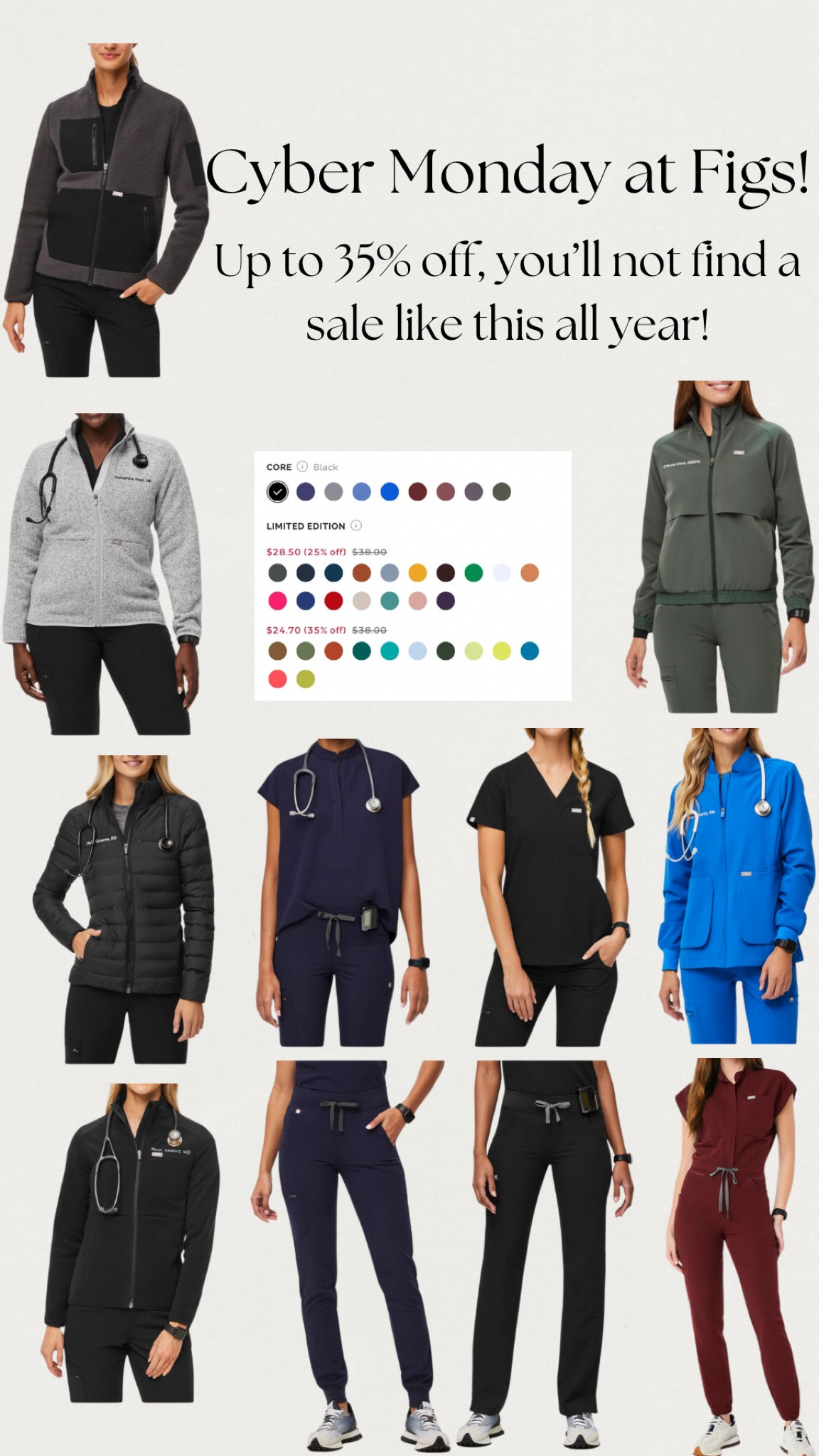 Cyber Monday at Figs! 
You’ll not find a sale this good all year. Up to 35% off the entire site! Go stock up 🫶🏼
#Figs #WearFigs #FigsSale #Scrubs #Nursing

#LTKWorkwear #LTKCyberWeek #LTKSaleAlert