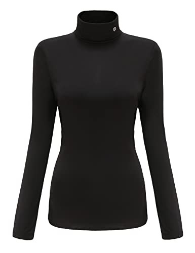 SSLR Thermal Shirts for Women, Turtle Necks Tops for Women Long Sleeve Mock Neck Base Layer Fleece Lined Winter Slim Fitted (Large, Black) | Amazon (US)