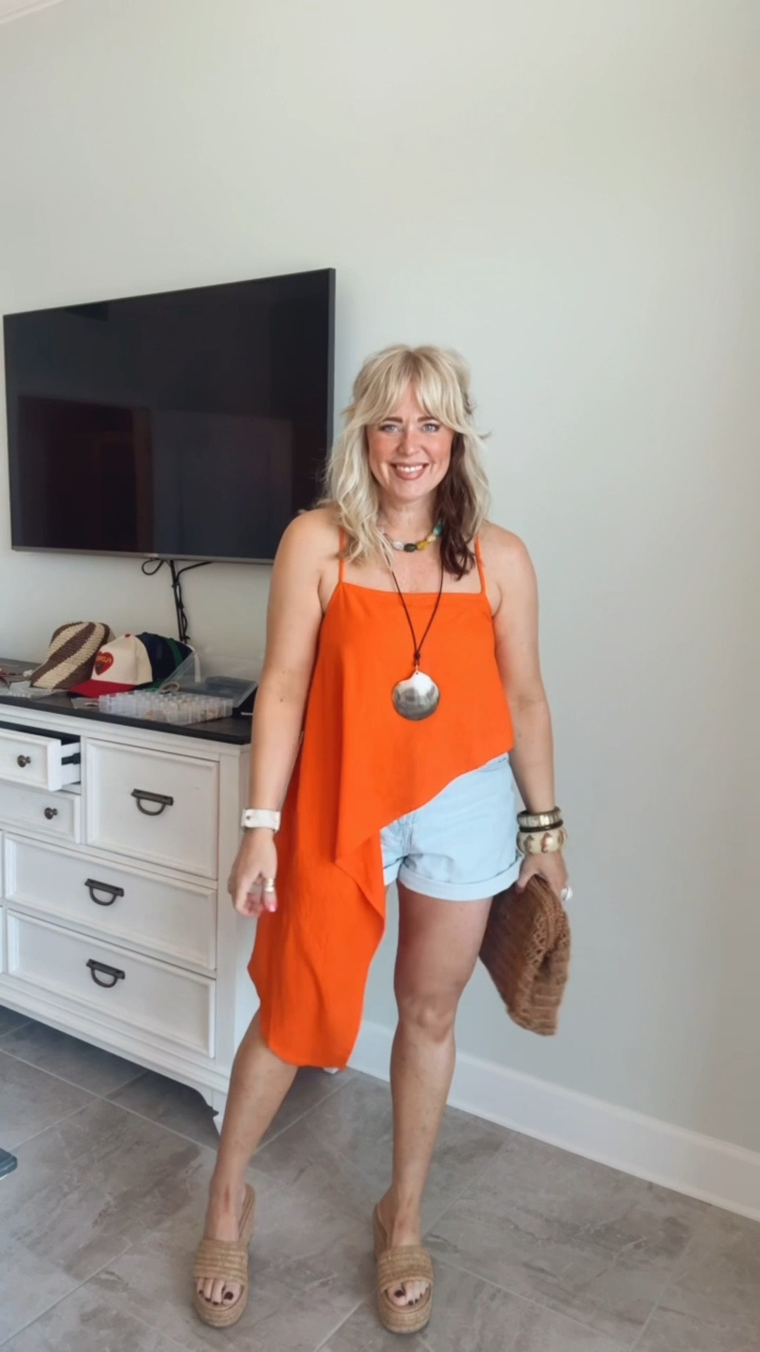 •This top is so much fun! I love the sharp asymmetrical hem! It comes in 5 colors and I’m in a small 
•My denim shorts I’m wearing are so comfy, come in more washes, and for true to size. 
•Strapless bra is amazing comes in lots of colors, under $20 and on AMAZON PRiME DAY
•Sandals run true to size too

#LTKgrwm #LTKootd #LTKOver40