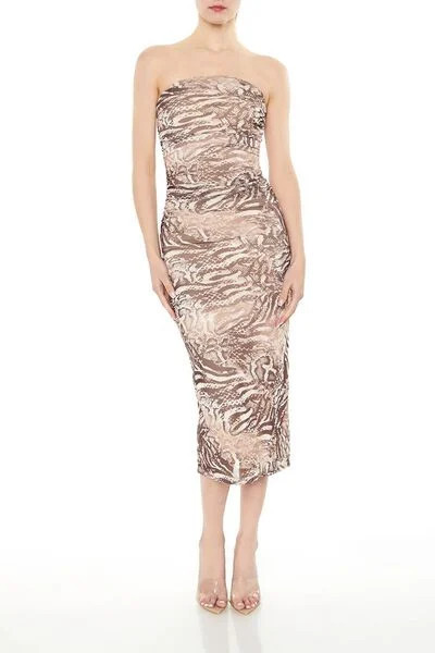 Snake Print Tube Midi Dress | Forever 21