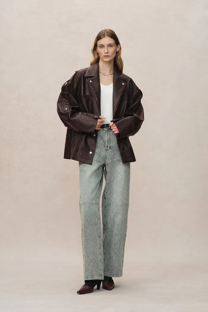 Irina Vintage Biker Jacket in Vegan Leather | Fabrique